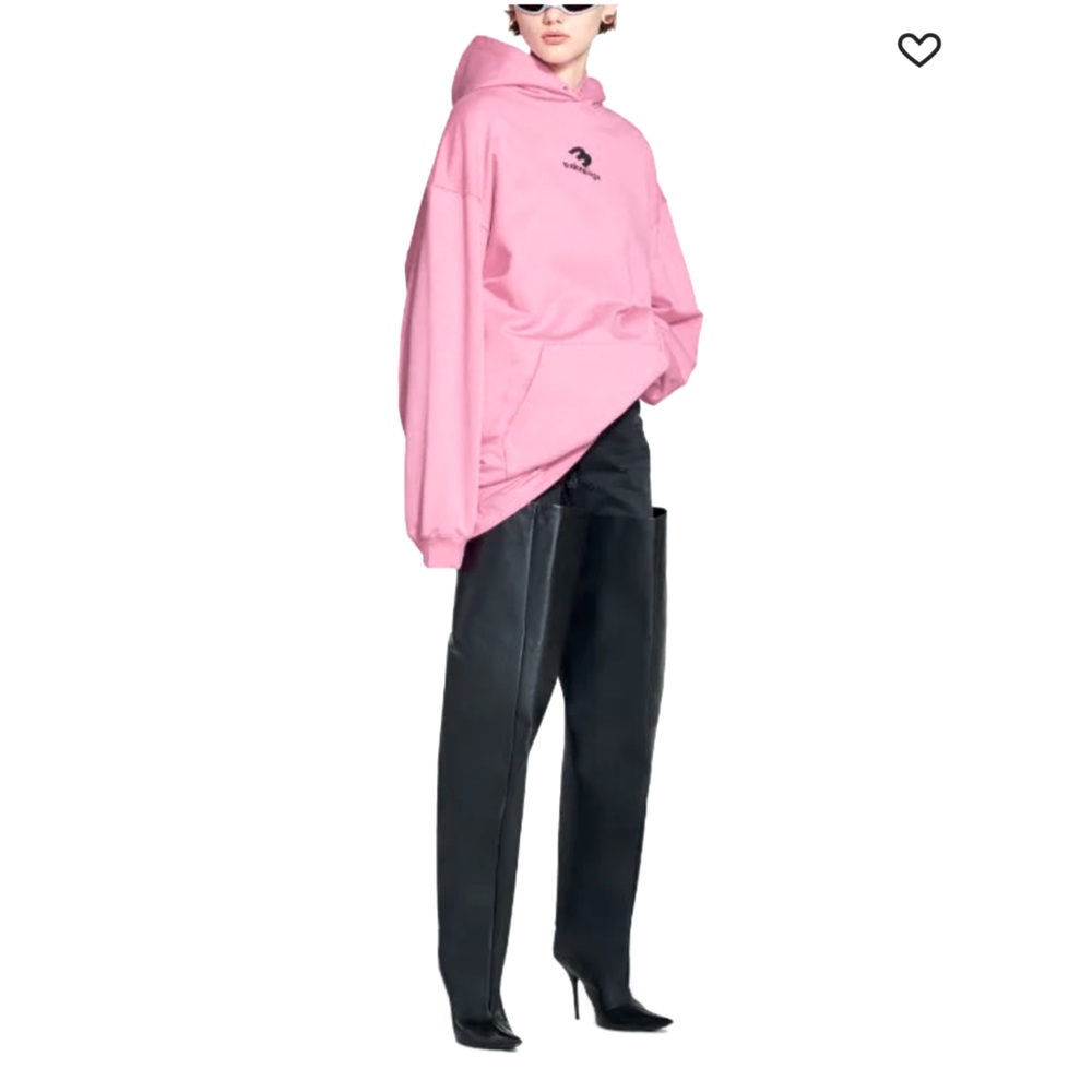 Balenciaga Pink logo-print cotton hoodie in size Large